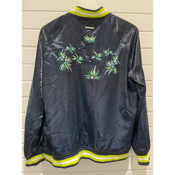 A|X Armani Exchange rare embryoid Men's L dark blue satin bomber Blouson Jacket - Picture 1 of 14